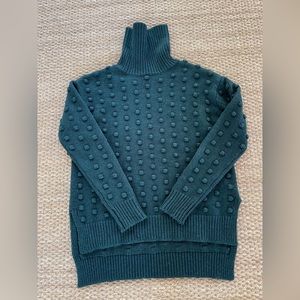 LELA ROSE oversized dotted wool & cashmere sweater in forest green, Size XS